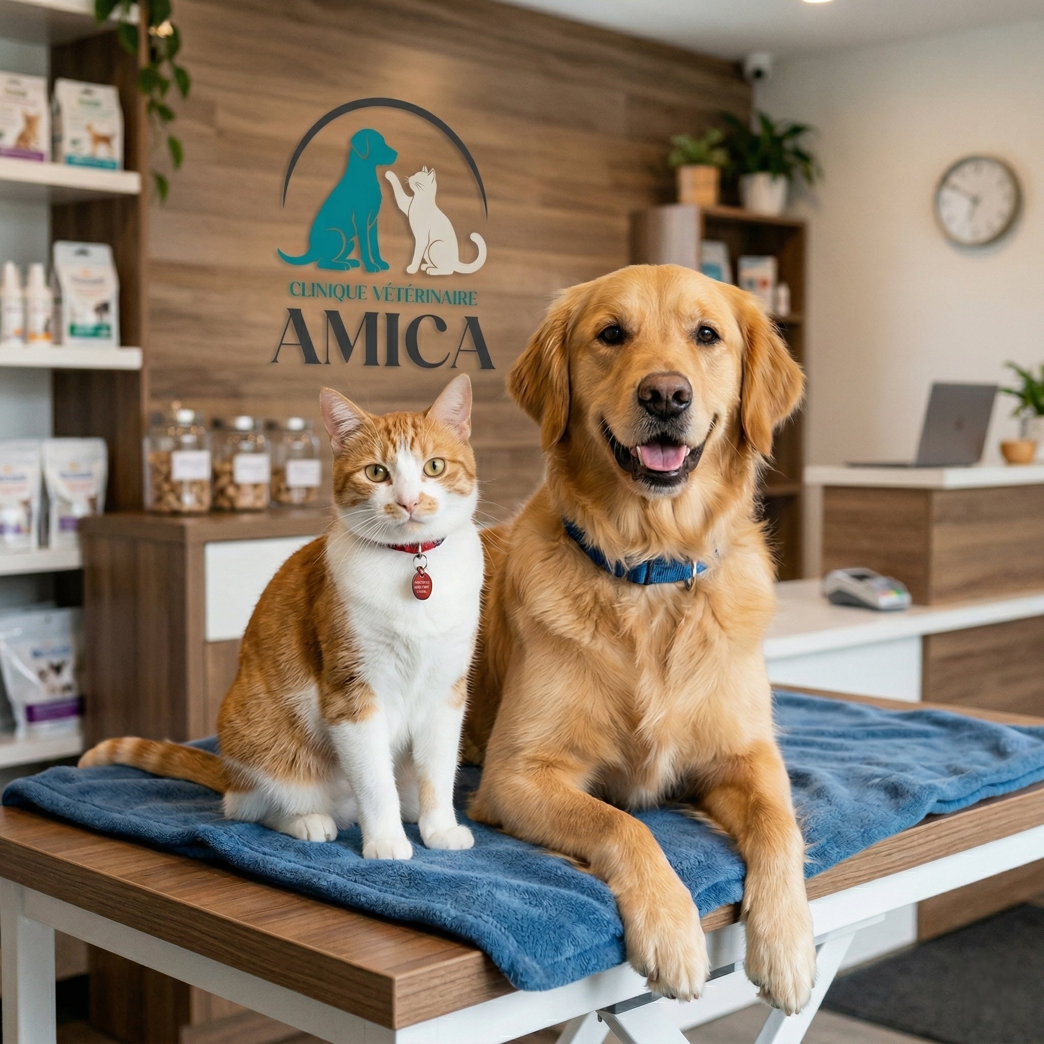 A happy dog and cat